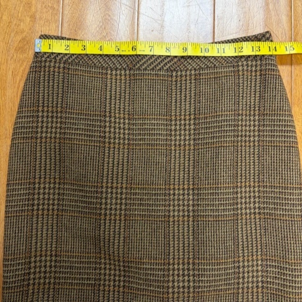 Max Mara Womens Brown Plaid Wool Alpaca Midi Pencil Skirt Size 4 US Academia Y2K - Picture 6 of 8